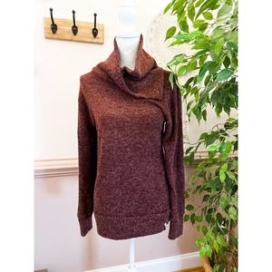 Kavu Cowlneck Sweater Marled Maroon Burgundy Size M
